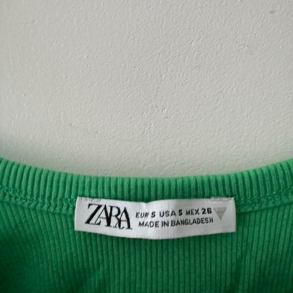 Zara Green Ribbed Ruched Tank Top - Picture 4 of 4